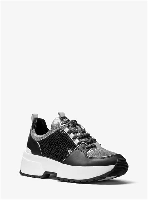 michael michael kors women's cosmo mixed media lace-up sneakers|MICHAEL Michael Kors Women's Cosmo Mixed Media Lace.